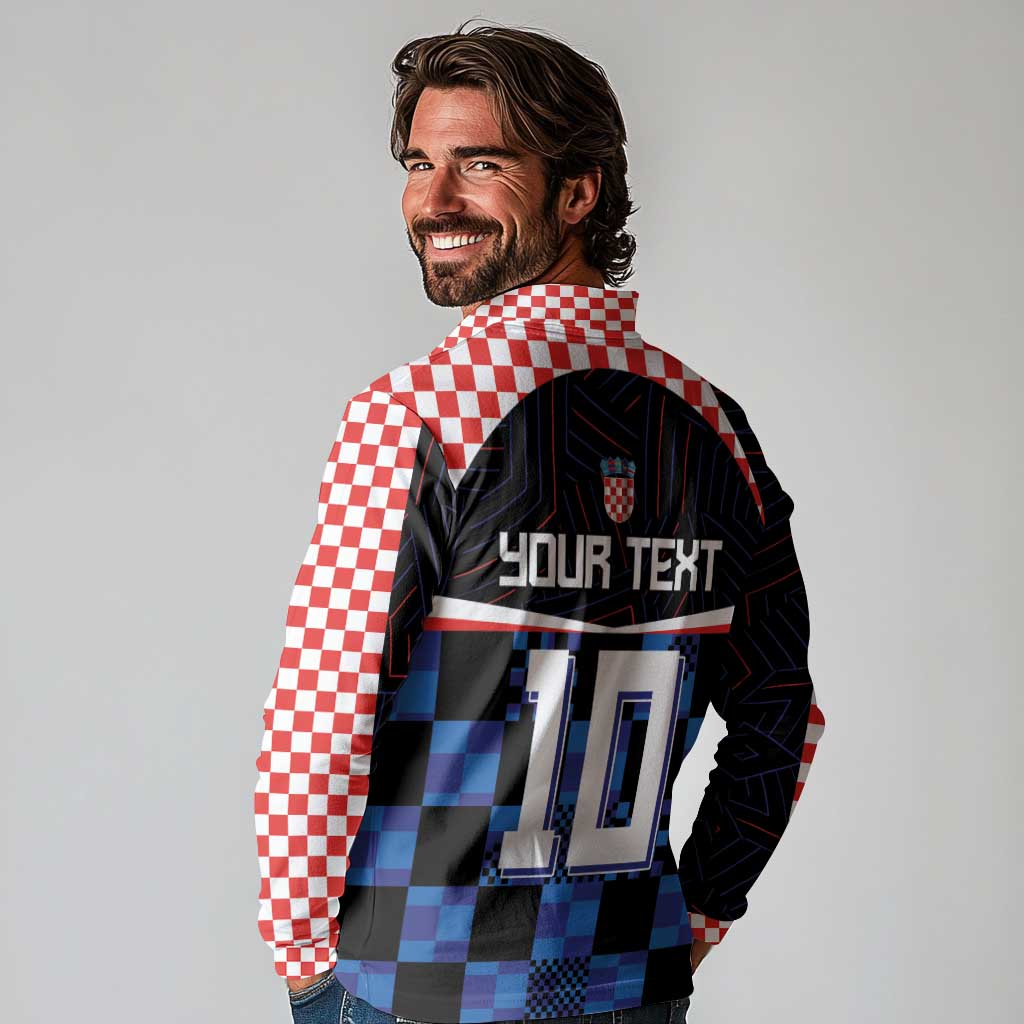 Custom Croatia Kockasti Football Jersey Long Sleeve Polo Shirt