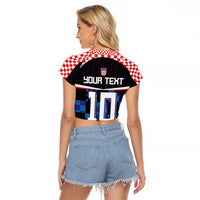 Custom Croatia Kockasti Football Jersey Raglan Cropped T Shirt - Wonder Print Shop
