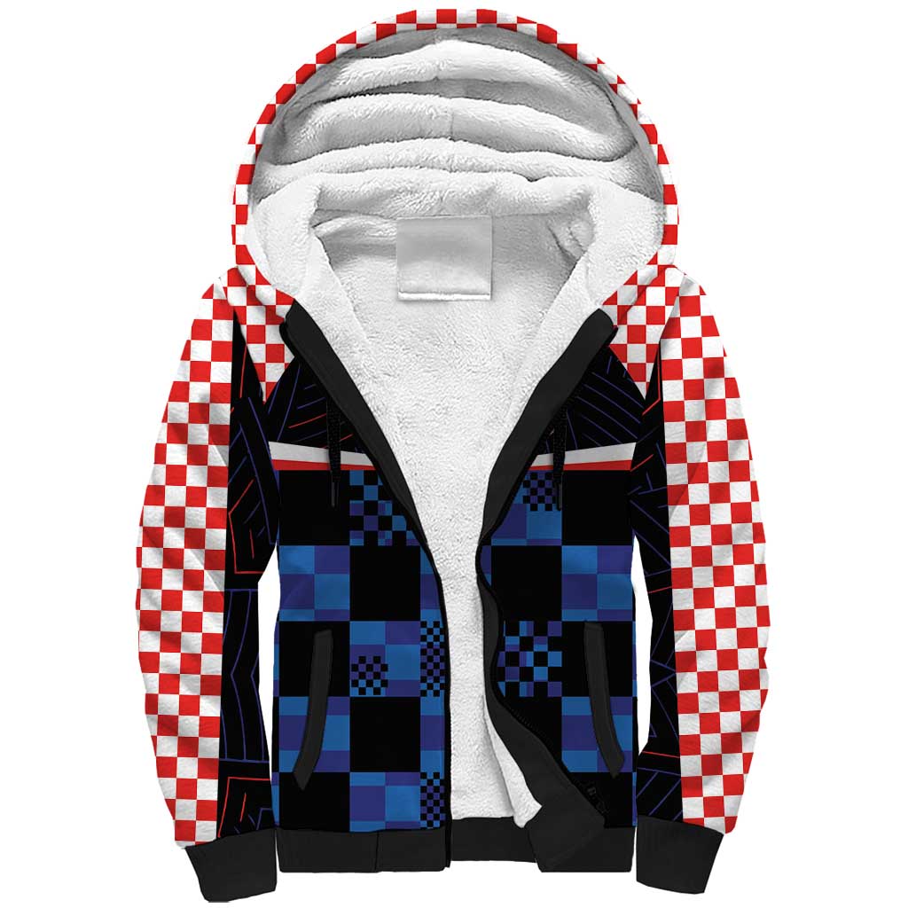 Custom Croatia Kockasti Football Jersey Sherpa Hoodie - Wonder Print Shop