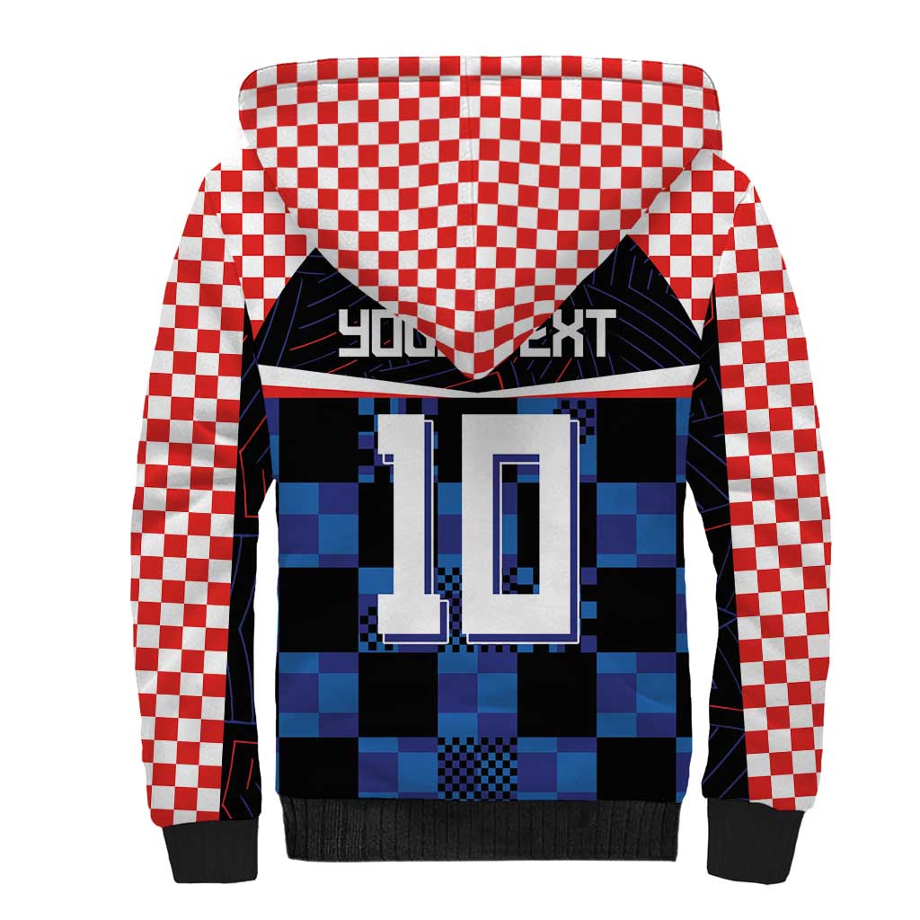 Custom Croatia Kockasti Football Jersey Sherpa Hoodie - Wonder Print Shop