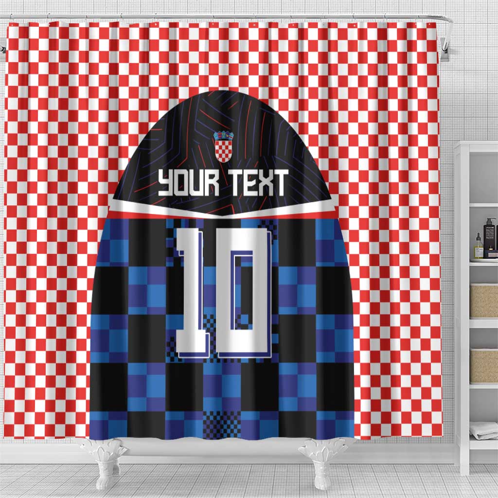 Custom Croatia Kockasti Football Jersey Shower Curtain - Wonder Print Shop