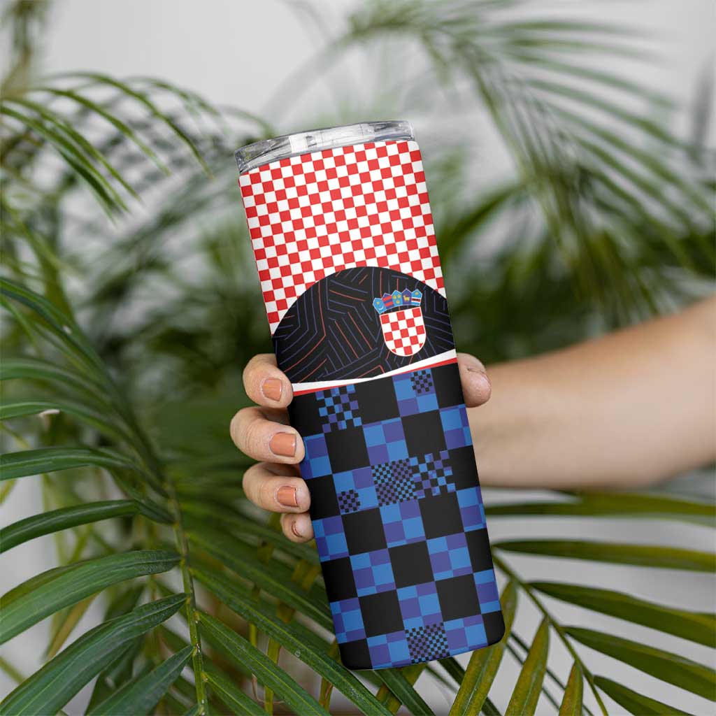 Custom Croatia Kockasti Football Jersey Skinny Tumbler - Wonder Print Shop