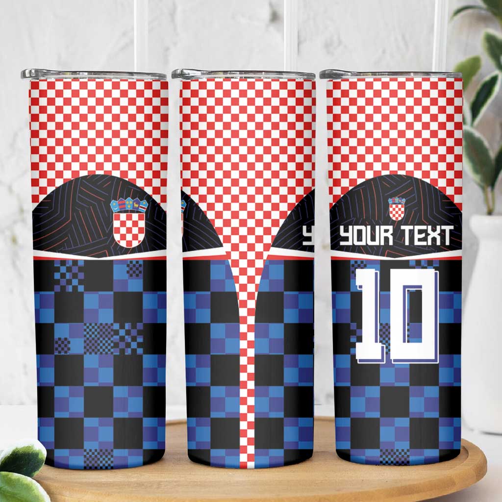 Custom Croatia Kockasti Football Jersey Skinny Tumbler - Wonder Print Shop