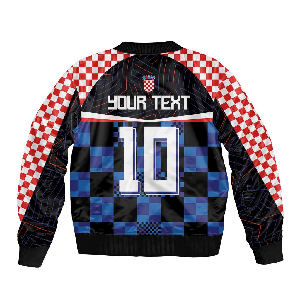 Custom Croatia Kockasti Football Jersey Sleeve Zip Bomber Jacket - Wonder Print Shop
