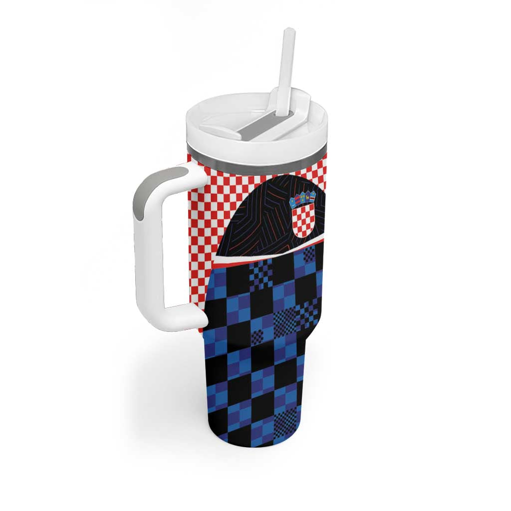 Custom Croatia Kockasti Football Jersey Tumbler With Handle - Wonder Print Shop