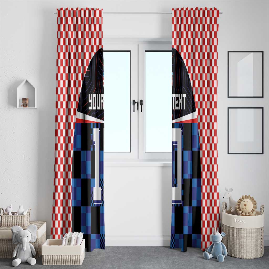 Custom Croatia Kockasti Football Jersey Window Curtain - Wonder Print Shop
