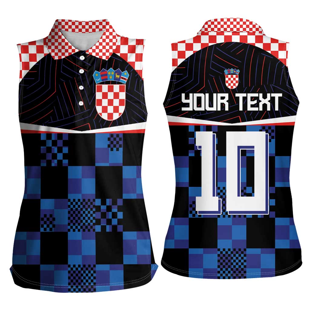 Custom Croatia Kockasti Football Jersey Women Sleeveless Polo Shirt - Wonder Print Shop