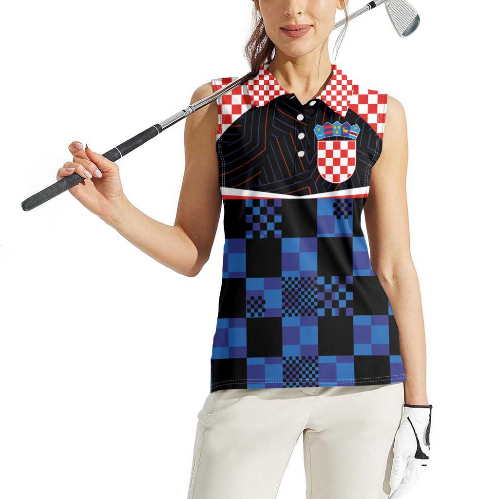 Custom Croatia Kockasti Football Jersey Women Sleeveless Polo Shirt - Wonder Print Shop