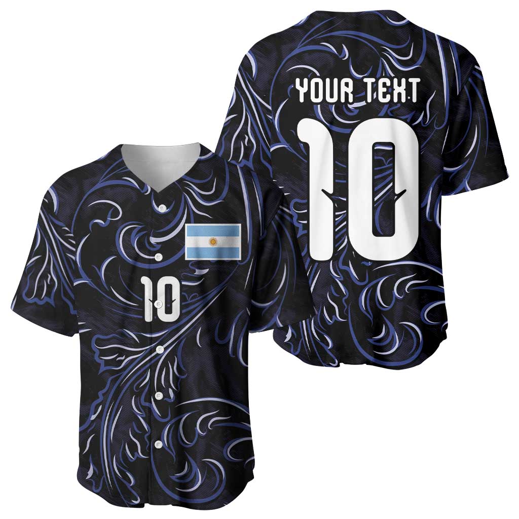 Custom Argentina Football Baseball Jersey Artistic Pattern-Paintings Inspired Black Color - Wonder Print Shop