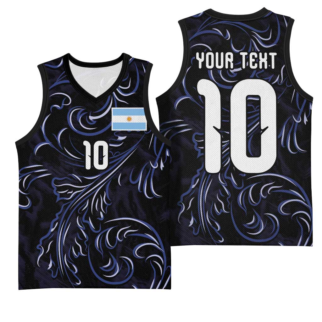 Custom Argentina Football Basketball Jersey Artistic Pattern-Paintings Inspired Black Color - Wonder Print Shop