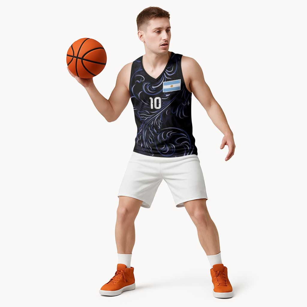 Custom Argentina Football Basketball Jersey Artistic Pattern-Paintings Inspired Black Color - Wonder Print Shop