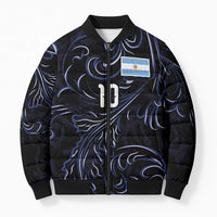 Custom Argentina Football Bomber Puffer Jacket Artistic Pattern-Paintings Inspired Black Color - Wonder Print Shop