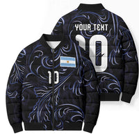 Custom Argentina Football Bomber Puffer Jacket Artistic Pattern-Paintings Inspired Black Color - Wonder Print Shop