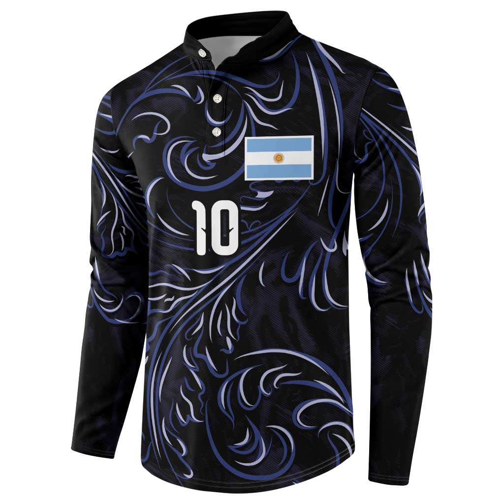 Custom Argentina Football Button Sweatshirt Artistic Pattern-Paintings Inspired Black Color - Wonder Print Shop