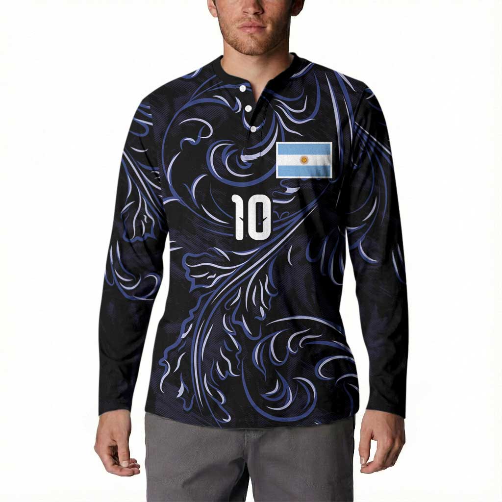 Custom Argentina Football Button Sweatshirt Artistic Pattern-Paintings Inspired Black Color - Wonder Print Shop