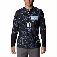 Custom Argentina Football Button Sweatshirt Artistic Pattern-Paintings Inspired Black Color - Wonder Print Shop