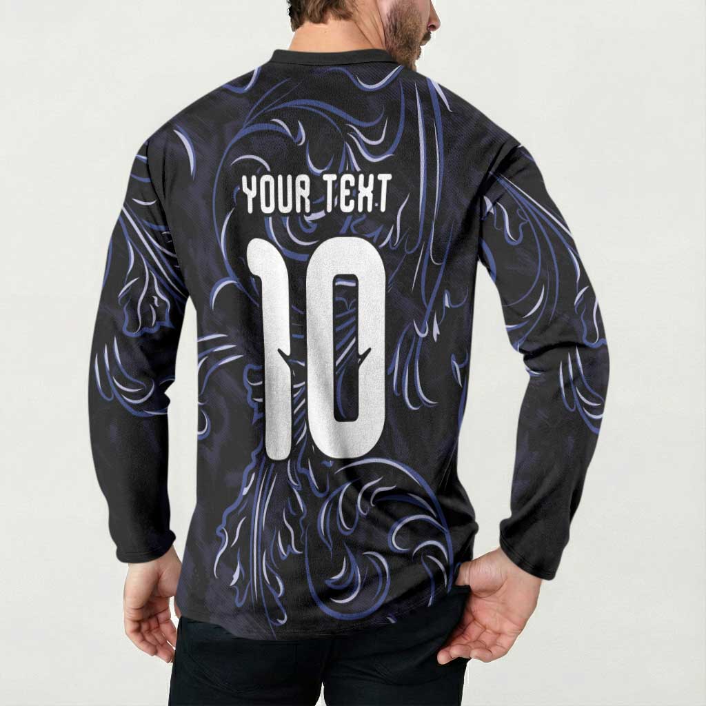 Custom Argentina Football Button Sweatshirt Artistic Pattern-Paintings Inspired Black Color - Wonder Print Shop