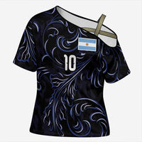 Custom Argentina Football Cross Shoulder Shirt Artistic Pattern-Paintings Inspired Black Color - Wonder Print Shop