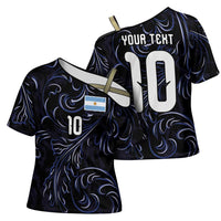 Custom Argentina Football Cross Shoulder Shirt Artistic Pattern-Paintings Inspired Black Color - Wonder Print Shop
