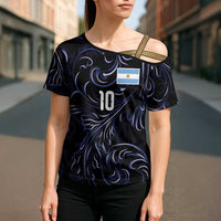 Custom Argentina Football Cross Shoulder Shirt Artistic Pattern-Paintings Inspired Black Color - Wonder Print Shop