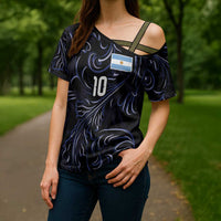 Custom Argentina Football Cross Shoulder Shirt Artistic Pattern-Paintings Inspired Black Color - Wonder Print Shop