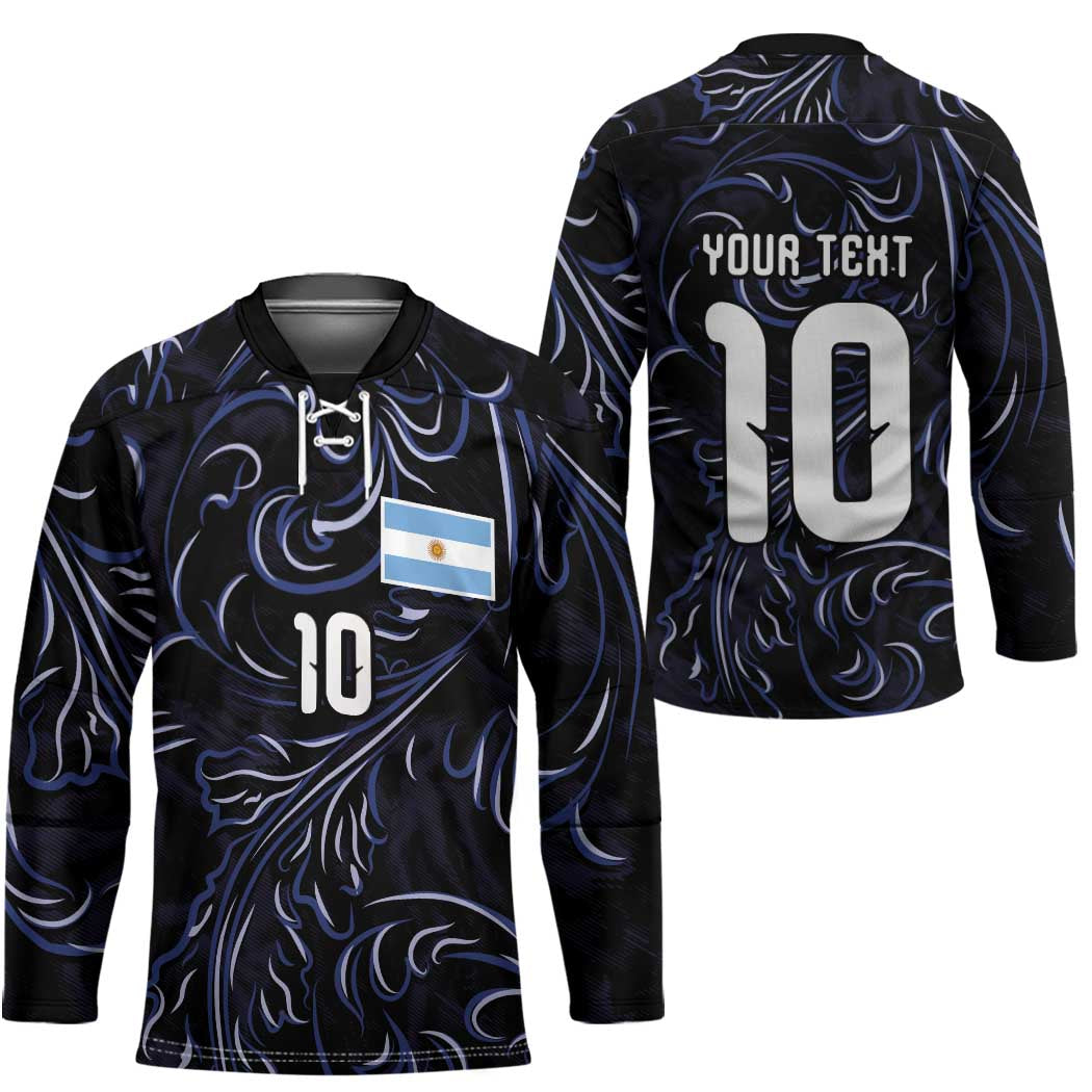 Custom Argentina Football Hockey Jersey Artistic Pattern-Paintings Inspired Black Color - Wonder Print Shop