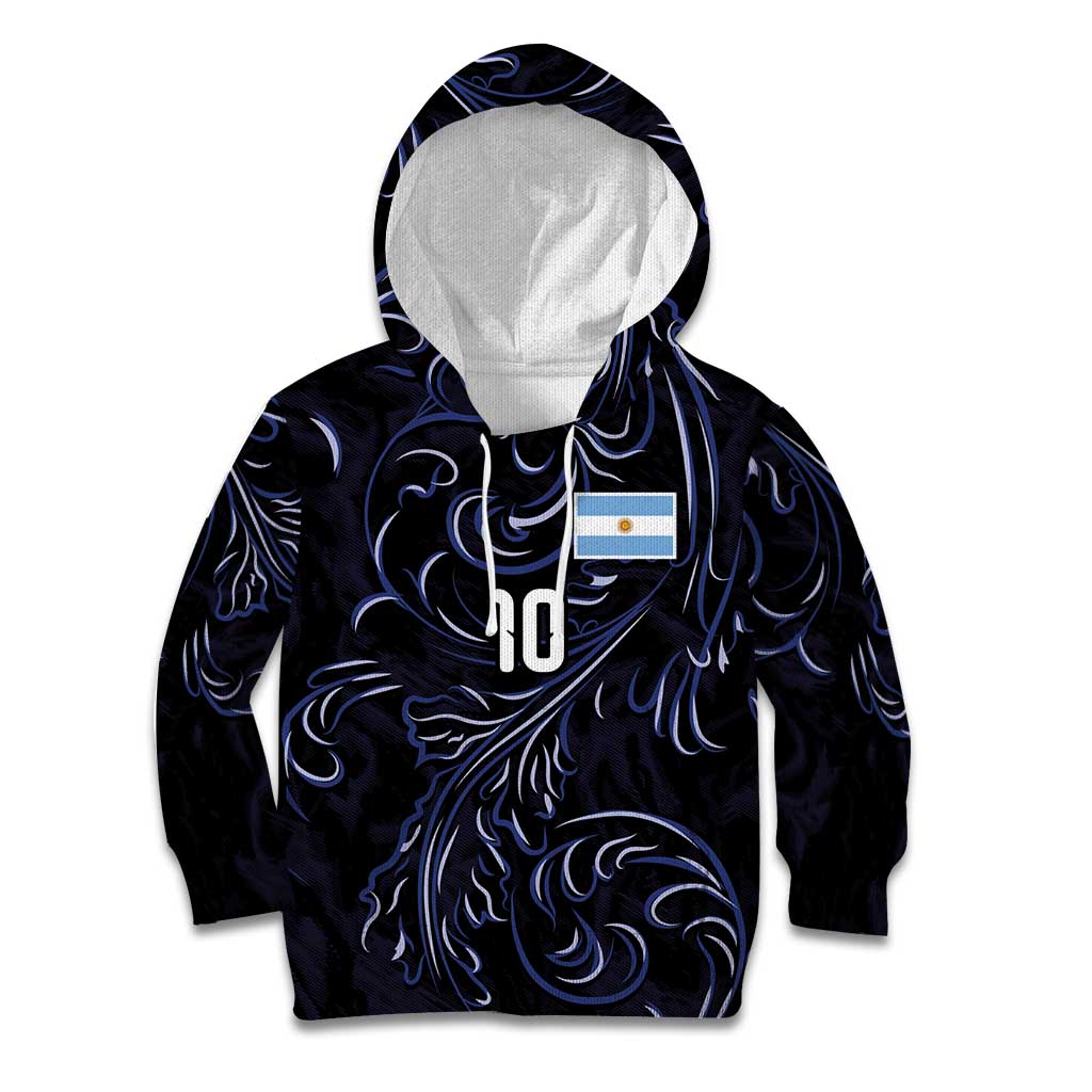 Custom Argentina Football Kid Hoodie Artistic Pattern-Paintings Inspired Black Color - Wonder Print Shop