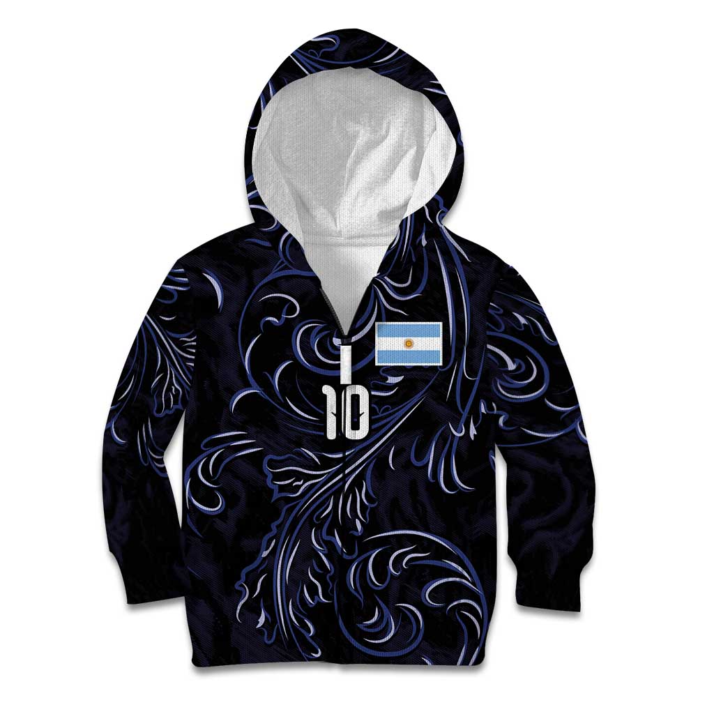 Custom Argentina Football Kid Hoodie Artistic Pattern-Paintings Inspired Black Color - Wonder Print Shop