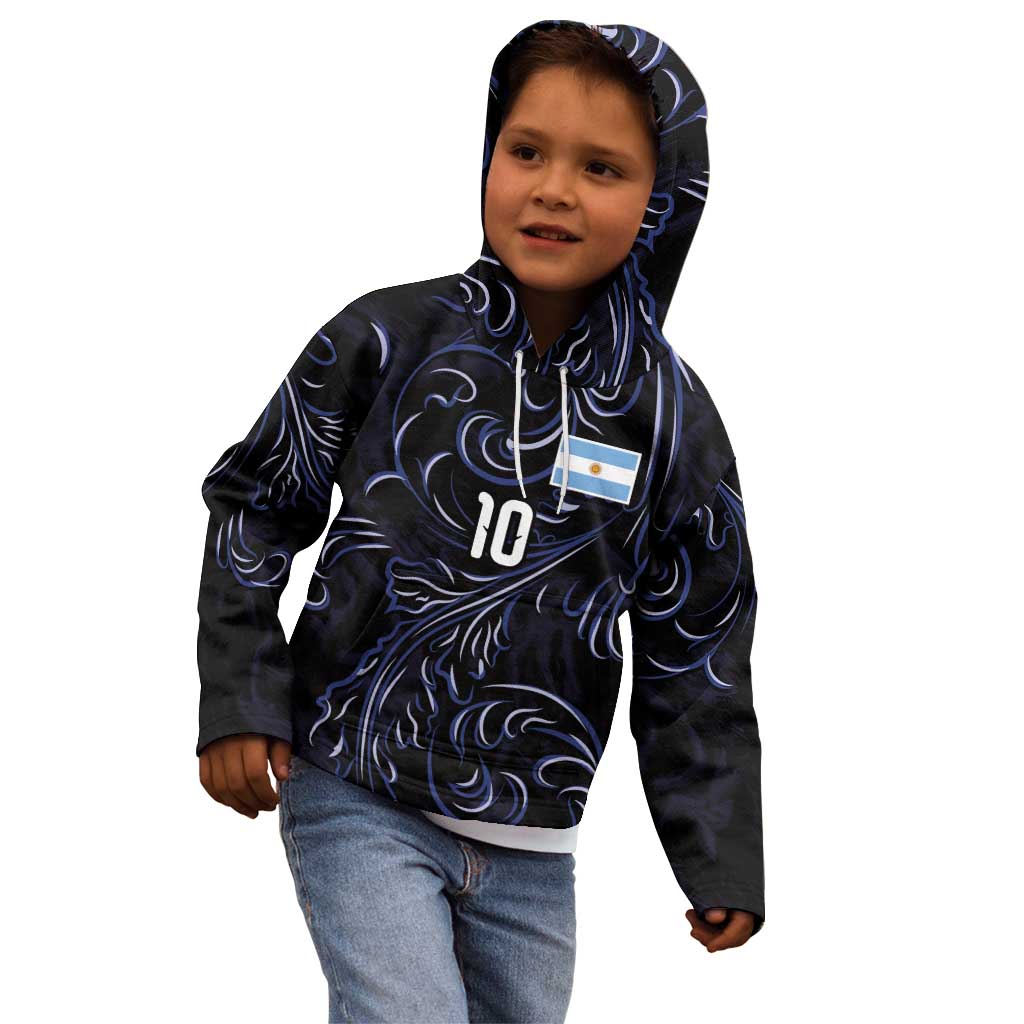 Custom Argentina Football Kid Hoodie Artistic Pattern-Paintings Inspired Black Color - Wonder Print Shop