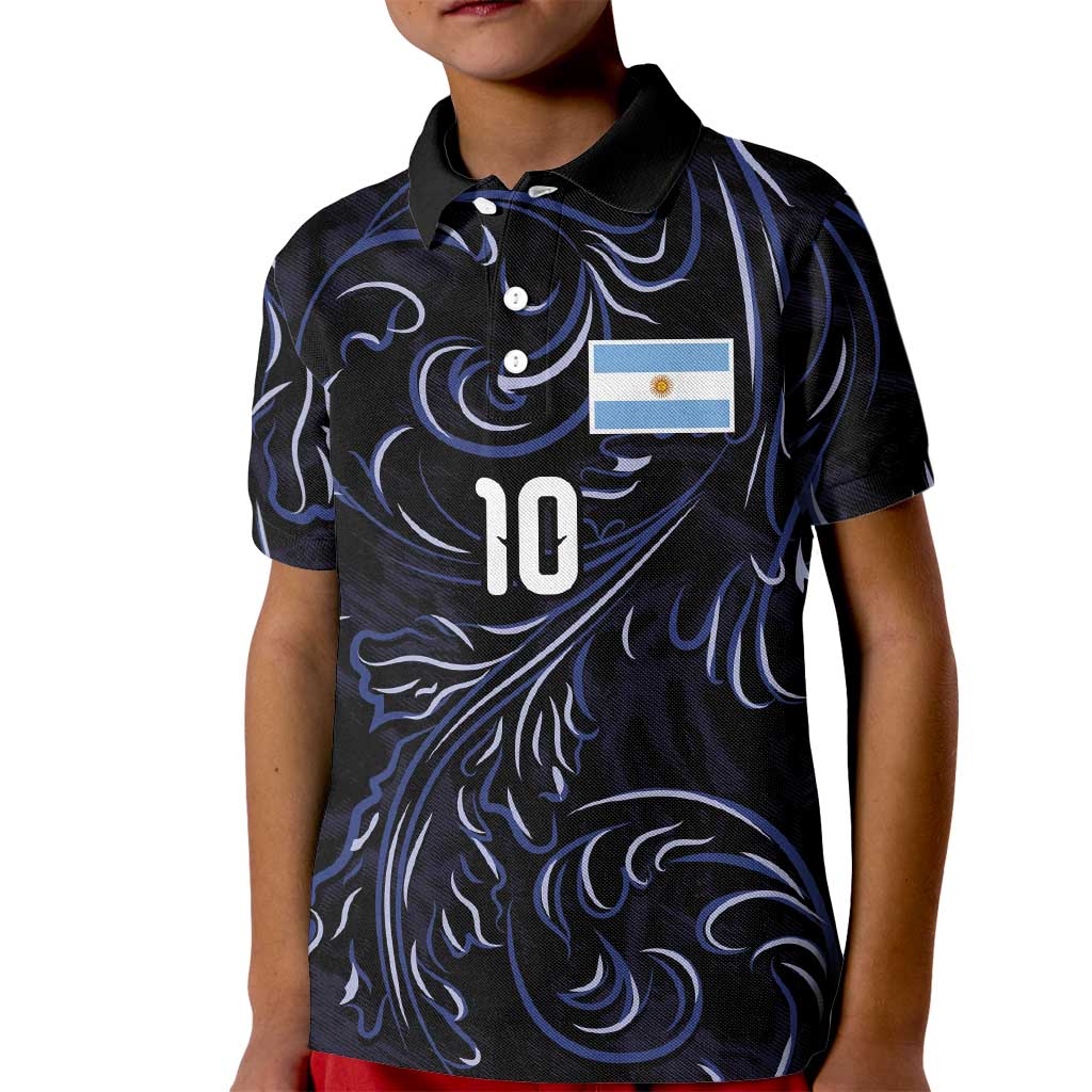 Custom Argentina Football Kid Polo Shirt Artistic Pattern-Paintings Inspired Black Color - Wonder Print Shop