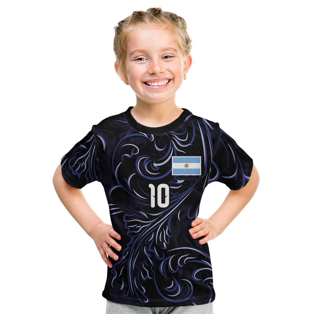Custom Argentina Football Kid T Shirt Artistic Pattern-Paintings Inspired Black Color - Wonder Print Shop