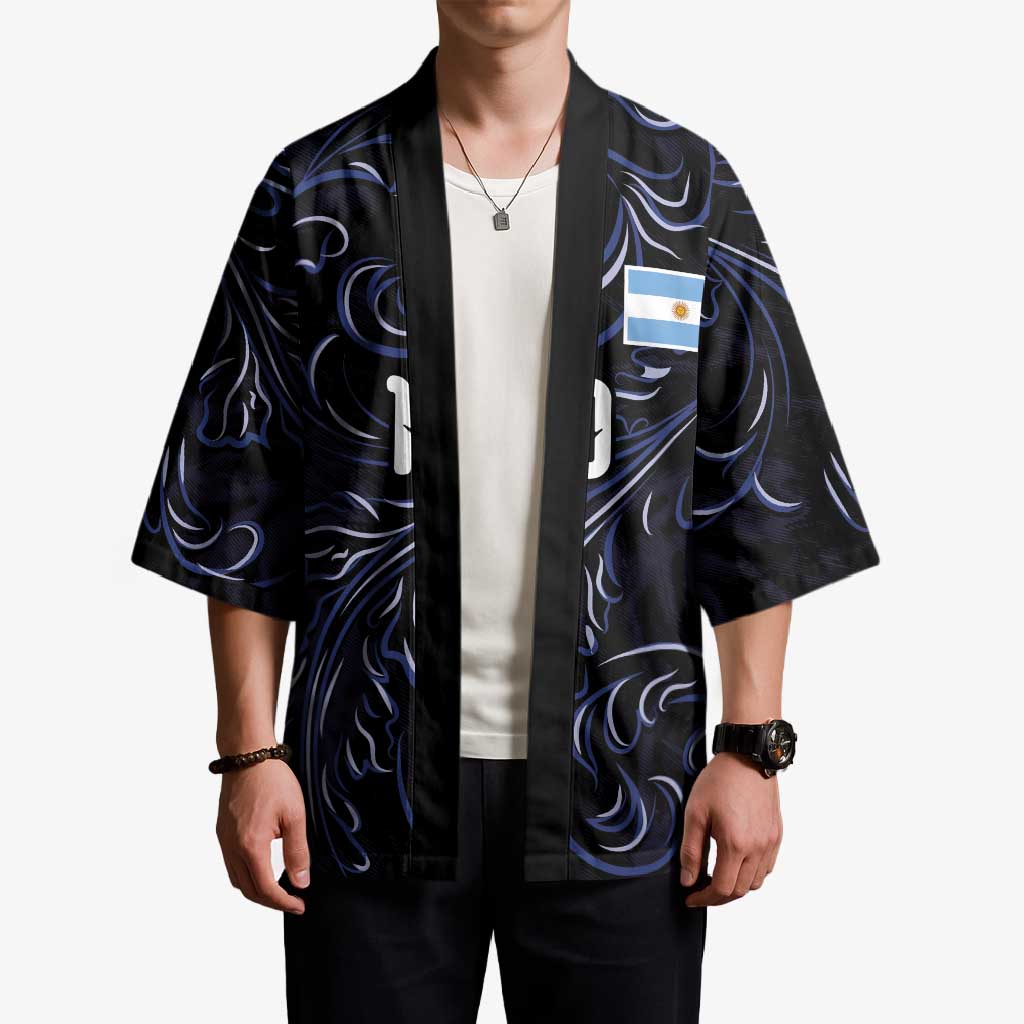 Custom Argentina Football Kimono Artistic Pattern-Paintings Inspired Black Color - Wonder Print Shop