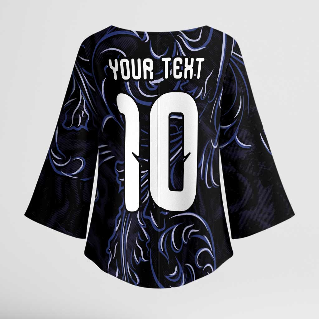 Custom Argentina Football Kimono Sleeve Blouse Artistic Pattern-Paintings Inspired Black Color - Wonder Print Shop