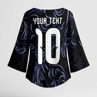 Custom Argentina Football Kimono Sleeve Blouse Artistic Pattern-Paintings Inspired Black Color - Wonder Print Shop