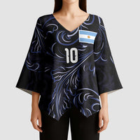 Custom Argentina Football Kimono Sleeve Blouse Artistic Pattern-Paintings Inspired Black Color - Wonder Print Shop