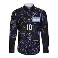 Custom Argentina Football Long Sleeve Button Shirt Artistic Pattern-Paintings Inspired Black Color - Wonder Print Shop