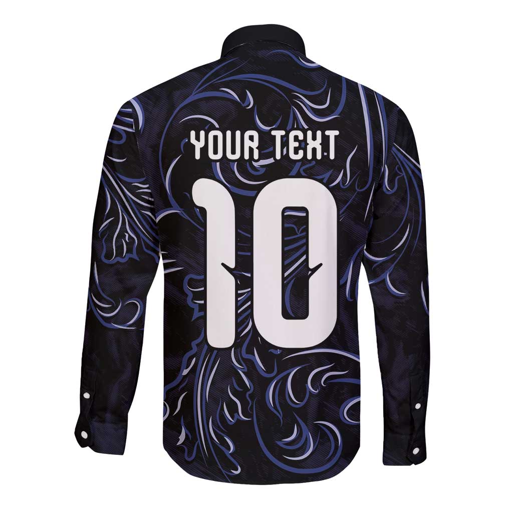 Custom Argentina Football Long Sleeve Button Shirt Artistic Pattern-Paintings Inspired Black Color - Wonder Print Shop