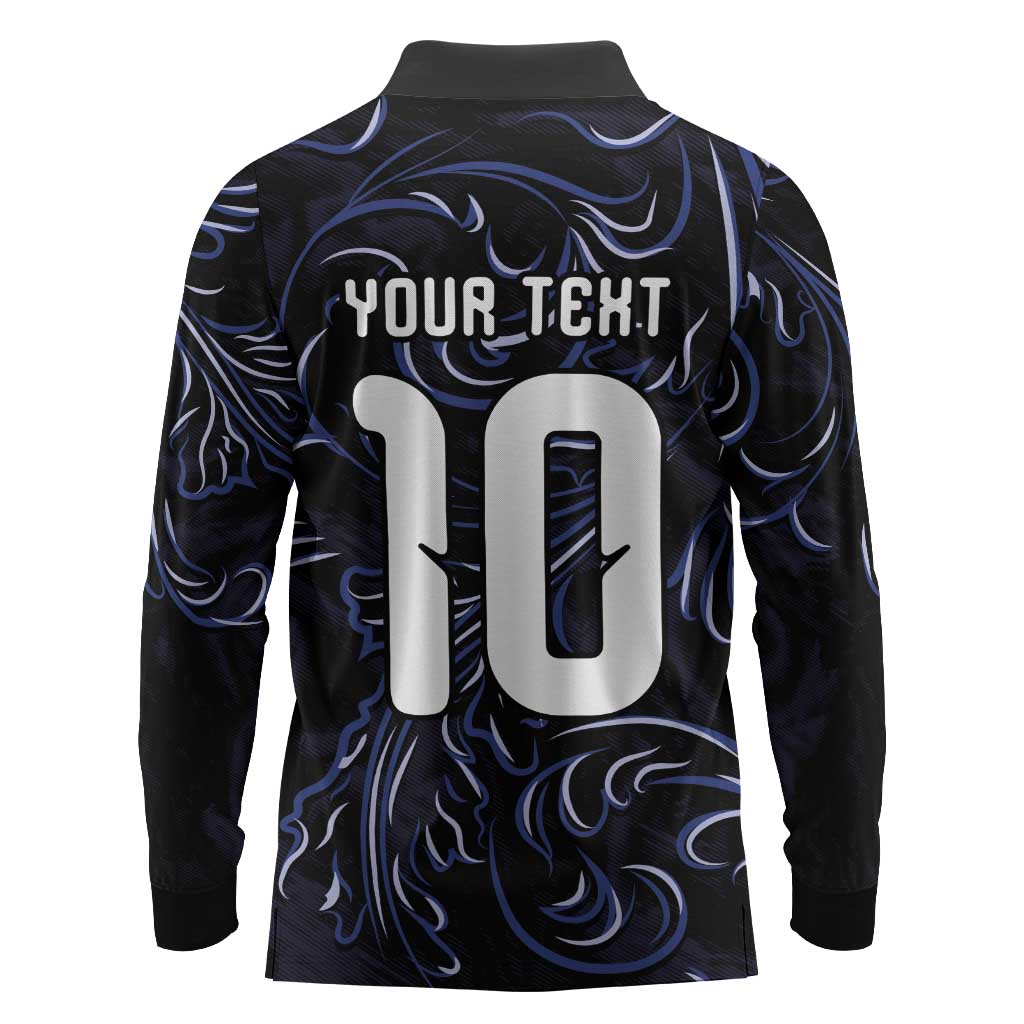 Custom Argentina Football Long Sleeve Polo Shirt Artistic Pattern-Paintings Inspired Black Color - Wonder Print Shop