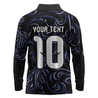 Custom Argentina Football Long Sleeve Polo Shirt Artistic Pattern-Paintings Inspired Black Color - Wonder Print Shop