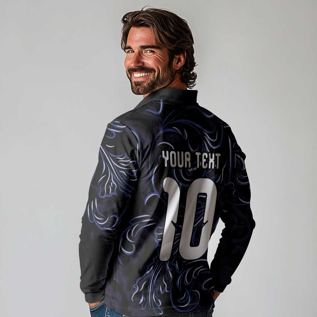 Custom Argentina Football Long Sleeve Polo Shirt Artistic Pattern-Paintings Inspired Black Color - Wonder Print Shop