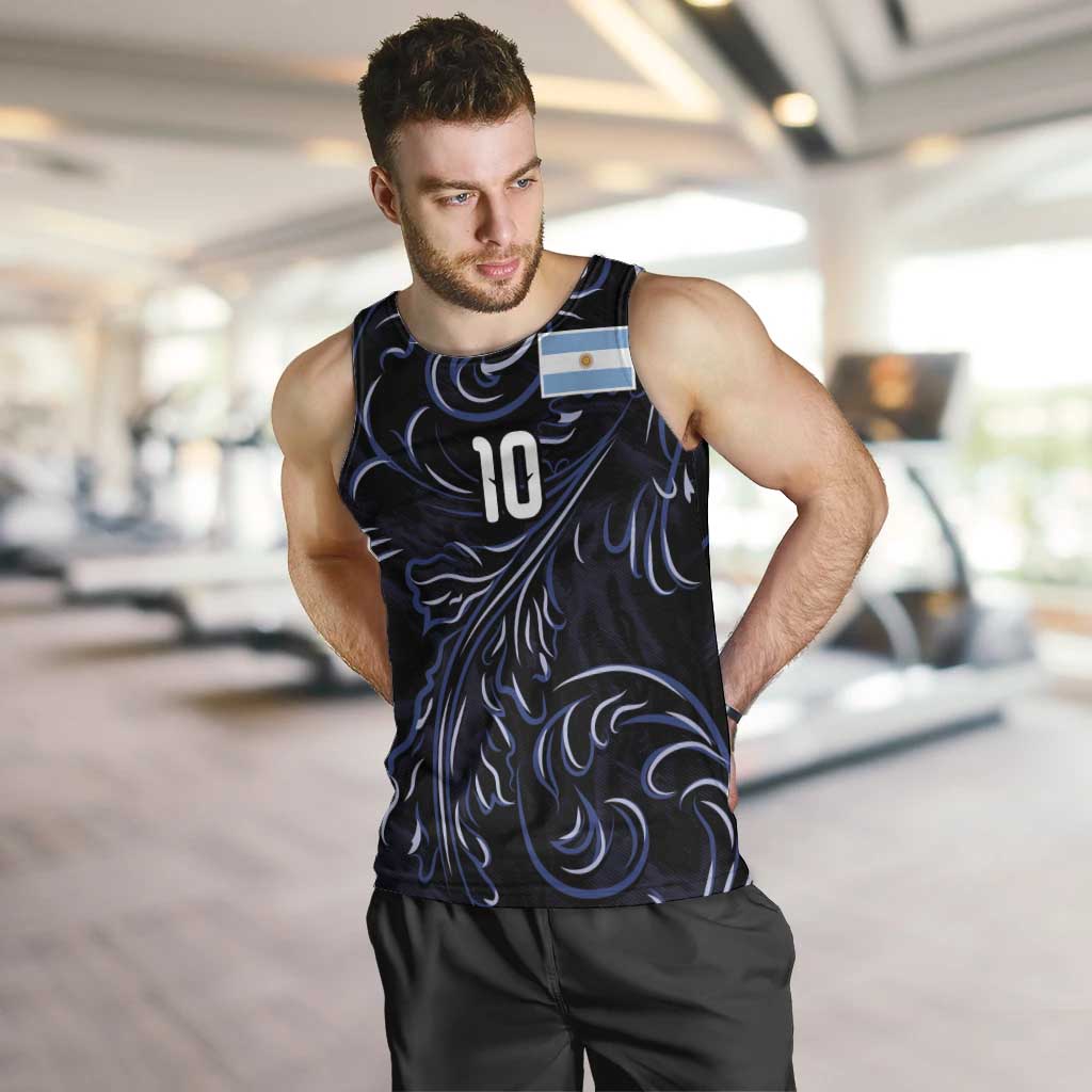 Custom Argentina Football Men Tank Top Artistic Pattern-Paintings Inspired Black Color - Wonder Print Shop