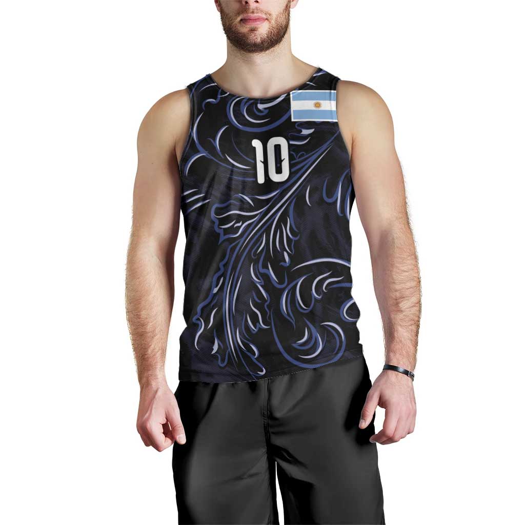 Custom Argentina Football Men Tank Top Artistic Pattern-Paintings Inspired Black Color - Wonder Print Shop