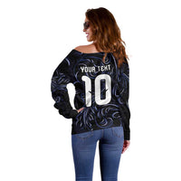 Custom Argentina Football Off Shoulder Sweater Artistic Pattern-Paintings Inspired Black Color - Wonder Print Shop