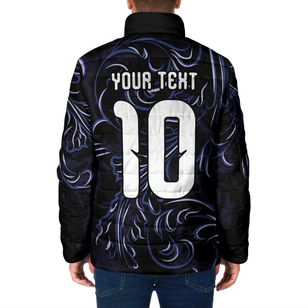 Custom Argentina Football Padded Jacket Artistic Pattern-Paintings Inspired Black Color - Wonder Print Shop