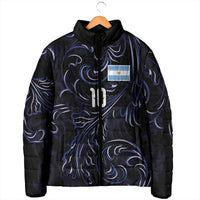 Custom Argentina Football Padded Jacket Artistic Pattern-Paintings Inspired Black Color - Wonder Print Shop
