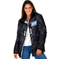 Custom Argentina Football Padded Jacket Artistic Pattern-Paintings Inspired Black Color - Wonder Print Shop