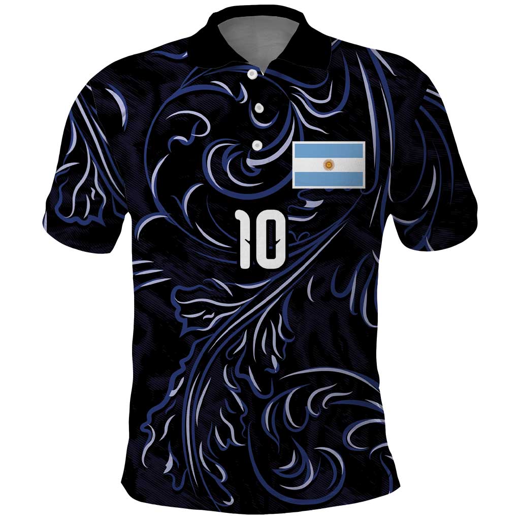 Custom Argentina Football Polo Shirt Artistic Pattern-Paintings Inspired Black Color - Wonder Print Shop