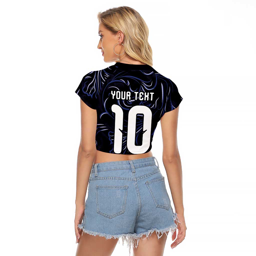 Custom Argentina Football Raglan Cropped T Shirt Artistic Pattern-Paintings Inspired Black Color - Wonder Print Shop