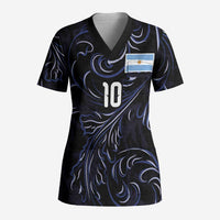 Custom Argentina Football Scrub Top Artistic Pattern-Paintings Inspired Black Color - Wonder Print Shop