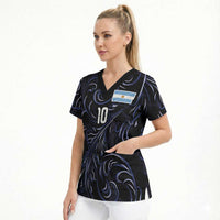 Custom Argentina Football Scrub Top Artistic Pattern-Paintings Inspired Black Color - Wonder Print Shop